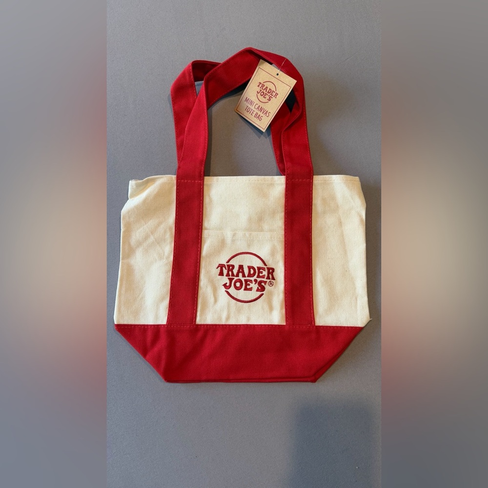 Trader Joe’s MINI Canvas Tote Bag - Red - NWT